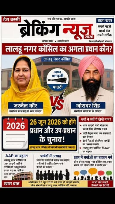 🔴 लालड़ू नगर कौंसिल का अगला प्रधान कौन? 26 जून को होगा बड़ा फैसला