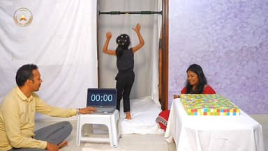 Upside Down, Cube After Cube… 103 Solved!
Displaying extraordinary concentration and problem-solving skills, 5-year-old Ishika N. Desa from Bengaluru solved 103 different 2×2 Rubik’s Cubes while hanging upside down in just 12 minutes and 24 seconds, earning a remarkable India Book of Records achievement.
#indiabookofrecords #rubikscube #younggenius #recordholder #brainpower #childprodigy #IBR