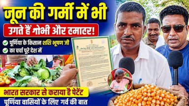 जून की गर्मी में भी गोभी और टमाटर की खेती! पूर्णिया के किसान शशि भूषण जी का कमाल 🌿
#PurniaFarmer #AgricultureInnovation #ShashiBhushan
पूर्णिया वासियों के लिए बहुत ही गर्व की बात है! हमारे पूर्णिया के किसान शशि भूषण जी ने एक ऐसा कमाल कर दिखाया है जिसकी चर्चा आज पूरे देश में हो रही है।
जहां जून की चिलचिलाती गर्मी में फसलें सूख जाती हैं, वहीं शशि भूषण जी ने गर्मी के मौसम में गोभी और टमाटर उगाने की सफल तकनीक ईजाद की है। सबसे बड़ी बात यह है कि उन्होंने अपनी इस खास वैरायटी और बीज का भारत सरकार से पेटेंट भी करवा लिया है।
पूर्णिया खबर की इस विशेष रिपोर्ट में जानिए कैसे एक साधारण किसान ने अपनी मेहनत और लगन से कृषि क्षेत्र में नई क्रांति ला दी है।
हमारे किसान भाइयों का हौसला बढ़ाने के लिए इस वीडियो को ज्यादा से ज्यादा शेयर करें और अपनी राय कमेंट में जरूर बताएं।
#PurniaFarmer #AgricultureInnovation #ShashiBhushan