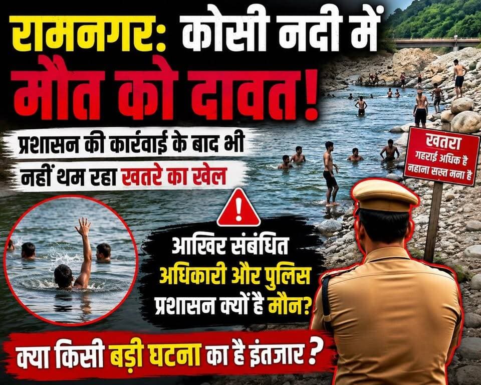 कोसी नदी में बेखौफ लोग, प्रशासन के आदेश बेअसर!
रामनगर में खतरे से खेलती ज़िंदगियां, आखिर कब जागेगा प्रशासन?
#रामनगर #कोसीनदी #Uttarakhand #UttarakhandTrendNews #BreakingNews #RiverSafety #PublicSafety #Police #Administration #Alert #SaveLives #उत्तराखंड #रामनगरसमाचार #कोसीनदी #जनसुरक्षा #लापरवाही #बड़ीखबर #उत्तराखंडट्रेंडन्यूज
