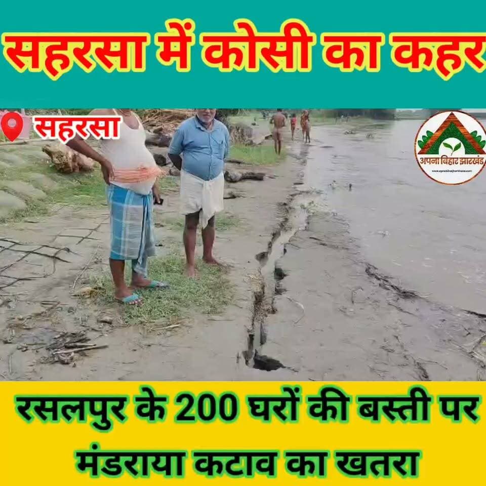 सहरसा में कोसी का कहर: रसलपुर के 200 घरों की बस्ती पर मंडराया कटाव का खतरा #saharsabihar #saharsa_bihar #ABJ #Crime