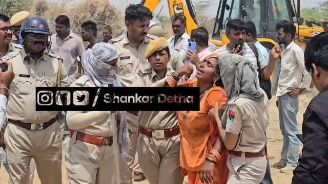 #जैसलमेर नगर परिषद ने कीमती जमीन पर चलाया बुलडोजर,आशियाना गिरने से रोने लगी महिला
