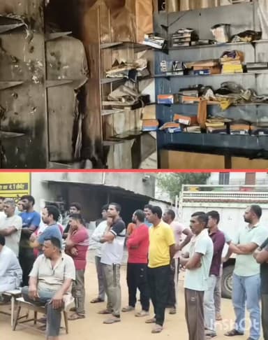 बाढ़डा:- गांव कादमा...आग से उजड़ी दुकान, मदद को एकजुट हुआ पूरा कादमा मार्केट