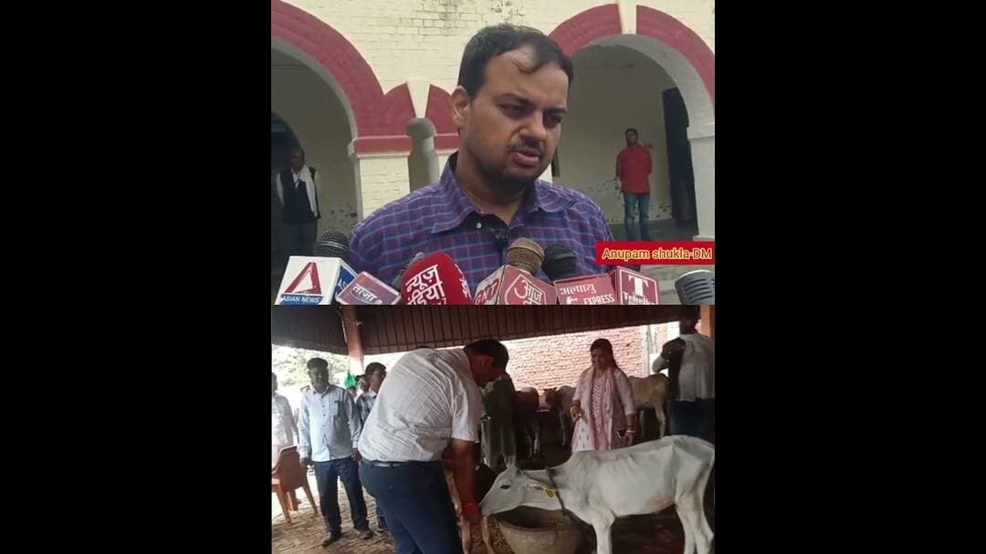और DM ने गौशाला का निरीक्षण कर बछिया को खिलाया..#DM #inspected the #cowshed and #fed a #female calf.