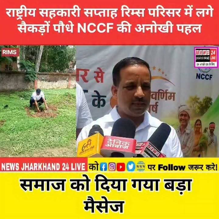 राष्ट्रीय सहकारी सप्ताह रिम्स परिसर में लगे सैकड़ों पौधे NCCF की अनोखी पहल
समाज को दिया गया बड़ा मैसेज
#RIMSRanchi #NCCF #PlantationDrive #TreePlantation #GoGreen #Environment #GreenJharkhand #NationalCooperativeWeek #CooperativeMovement #Ranchi #Jharkhand #JharkhandNews #EcoFriendly #SaveEnvironment #HaritSankalp #News24Jharkhand #BreakingNews #ViralNews #IndiaNews #GreenFuture