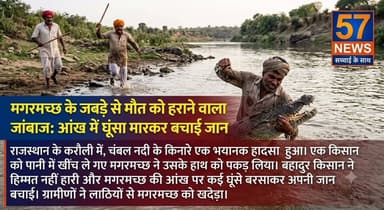 करौली:किसान पर मगरमच्छ का हमला,आंख पर वार कर बचाई जान # # #karaulinews