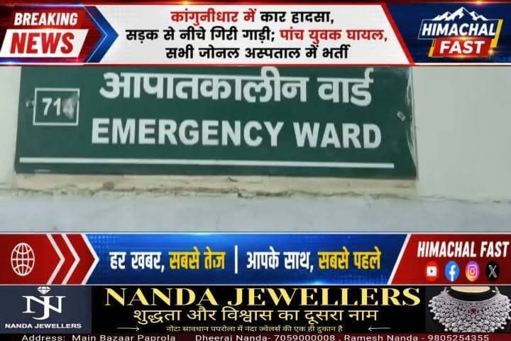 कांगनीधार में बड़ा सड़क हाद@सा: सड़क से नीचे गिरी कार, पांच युवक घायल
मंडी,रिपोर्ट तरनदीप सिंह
#Kangnidhar #RoadAccident #HimachalPradesh #CarAccident #BreakingNews #HimachalNews #ZonalHospital #AccidentNews #RoadSafety #Emergency #PahadiNews #HimachalFastTV #HindiNews #LatestNews #HimachalUpdates