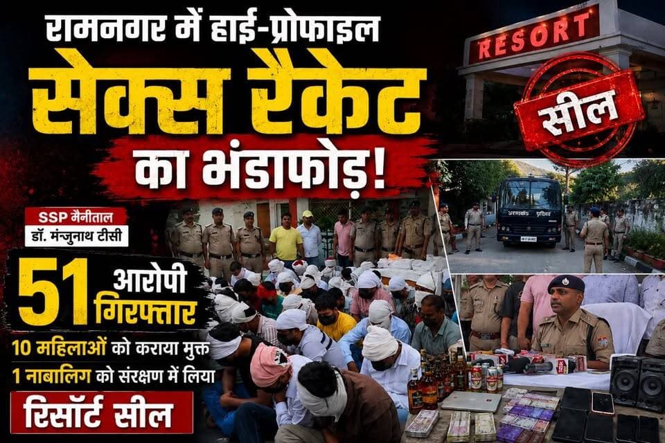 51 गिरफ्तार, 10 महिलाओं को मुक्त कराया | रामनगर रिसॉर्ट रेड की पूरी कहानी
#Ramnagar #RamnagarNews #NainitalPolice #UttarakhandNews #BreakingNews #CrimeNews #PoliceRaid #ResortRaid #UttarakhandTrendNews #LatestNews #HindiNews #ViralNews #PoliceAction #ResortSealed
