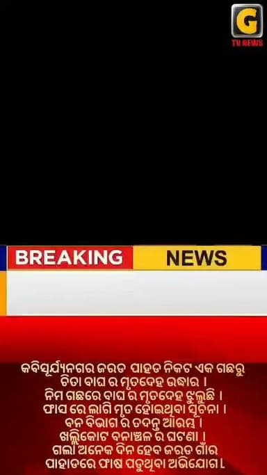 କବିସୂର୍ଯ୍ୟନଗର ଜରଡ ପାହଡ ନିକଟ ଏକ ଗଛରୁ କଲରା ପତରିଆ ମୃତଦେହ ଉଦ୍ଧାର
ନିମ ଗଛରେ ଝୁଲୁଛି କଲରା ପତରିଆ ବାଘର ମୃତଦେହ
ଫାସ ରେ ଲାଗି ମୃତ ହୋଇଥିବା ସୂଚନା ବନ ବିଭାଗ ର ତଦନ୍ତ ଆରମ୍ଭ
#gtvnewsodisha #ganjam #Odisha #silkcity #berhampur
