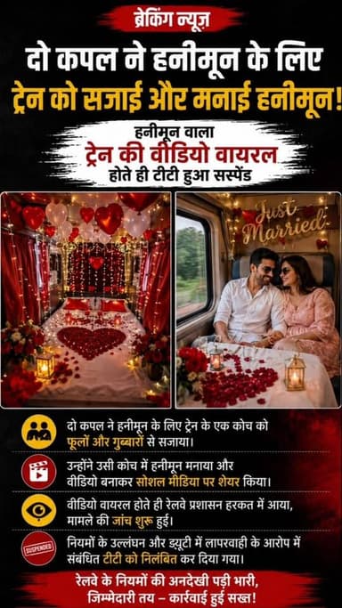 हनीमून वाला टेन की वीडियो वायलर होते ही टीटी हुआ सस्पेंड। #rail #railway #honymoon #honeymoon