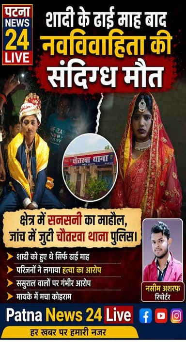 चौतरवा में शादी के ढाई माह बाद ही नवविवाहिता की संदिग्ध मौत। परिजनों ने लगाया दहेज को लेकर हत्या का आरोप।