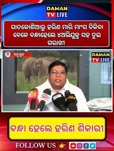 ସାତକୋଶିଆ ଅଭୟାରଣ୍ୟରେ ପୁଣି ହରିଣ ଶିକାର, ଜଣେ ଗିରଫ#ଅନୁଗୁଳ#damantv