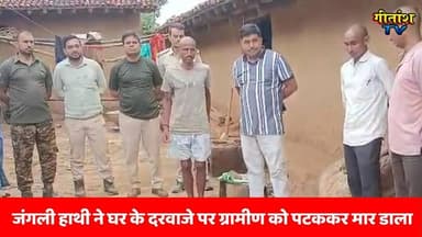 जंगली हाथी ने घर के दरवाजे पर ग्रामीण को पटककर मार डाला #garhwa #ranka