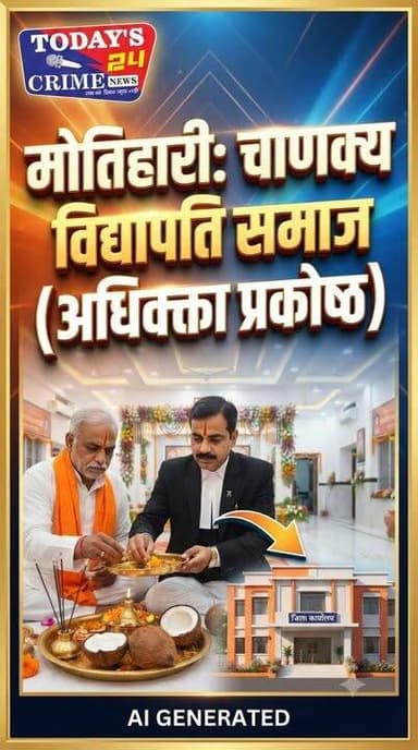 मोतिहारी में चाणक्य विद्यापति समाज (अधिवक्ता प्रकोष्ठ) के जिला कार्यालय का उद्घाटन
मोतिहारी शहर के नरसिंह बाबा मंदिर प्रांगण में रविवार को चाणक्य विद्यापति समाज (अधिवक्ता प्रकोष्ठ) के जिला कार्यालय का विधिवत उद्घाटन किया गया। कार्यक्रम का शुभारंभ वरीय अधिवक्ता अशोक पाण्डेय द्वारा वैदिक विधि-विधान से पूजा-अर्चना के साथ हुआ।।।।।।।।
#champaranfirstnews #chakianew #motiharinews #amiteshkumar #biharnews #ranita #news18biharjharkhand #bihareksoch #motiharipolice #motiharinewsupdate #Todays_24_Crime_News #motiharpolice #motihari #motiharisp #SSB #ssbmotihari #nepal #nepalnews #NepaliNewsToday #NepalPolitics #IndoNepalBorder #IndoNepal #Internacional #international #InternationalNews #international #internationalrelations #BMW #MangalPandey #helthdipartmentbihar