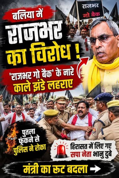 🚨 #बलिया में #बवाल! #काले_झंडों से हुआ मंत्री #ओमप्रकाश #राजभर का #विरोध ⚫🔥
बलिया दौरे पर पहुंचे मंत्री ओमप्रकाश राजभर के खिलाफ सपा समर्थकों ने जोरदार प्रदर्शन किया। 'राजभर गो बैक' के नारे लगे, काले झंडे दिखाए गए और पुलिस ने पुतला दहन से पहले प्रदर्शनकारियों को हिरासत में ले लिया। सुरक्षा के मद्देनज़र मंत्री का रूट भी बदलना पड़ा। पूरी खबर देखें सिर्फ RT News Hindi पर।
#BreakingNews #Ballia #OmPrakashRajbhar #SamajwadiParty #RTNewsHindi