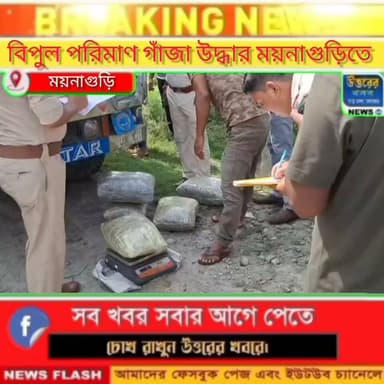 মূখ্যমন্ত্রীর নির্দেশে লাগাতার অভিযানে ময়নাগুড়িতে উদ্ধার বিপুল পরিমাণ গাঁজা।চালক পলাতক।#ময়নাগুড়ি