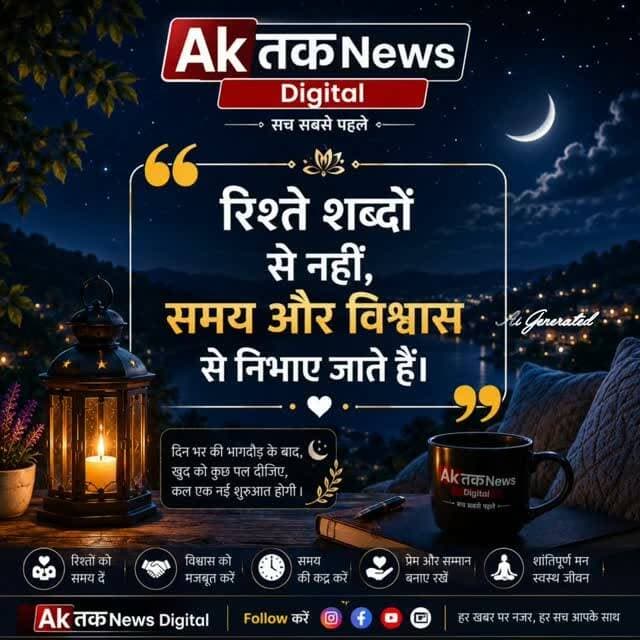 रिश्ते शब्दों से नहीं, समय और विश्वास से निभाए जाते हैं।
#lifelessons #lifestruggles #relationships