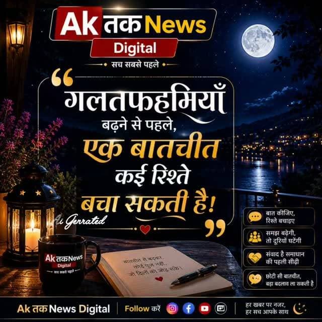 गलतफहमियाँ बढ़ने से पहले, एक बातचीत कई रिश्ते बचा सकती है।
#lifestory #lifelessons❤️ #selfmotivation❤️ #trendingsongs #ᴠɪʀᴀʟᴘᴏsᴛ