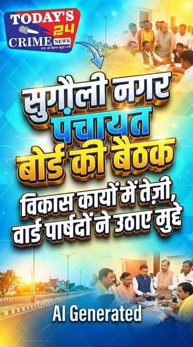 सुगौली नगर पंचायत बोर्ड की बैठक में विकास कार्यों में तेजी लाने पर जोर, वार्ड पार्षदों ने उठाए जनसमस्याओं के मुद्दे
पूर्वी चंपारण जिले के सुगौली नगर पंचायत के सभागार में मंगलवार को नगर पंचायत बोर्ड की बैठक मुख्य पार्षद नसरीन अली की अध्यक्षता में आयोजित की गई। बैठक में नगर क्षेत्र के विभिन्न वार्डों में चल रहे विकास कार्यों की समीक्षा की गई तथा लंबित योजनाओं को शीघ्र पूरा कराने और नए विकास कार्यों को गति देने पर विस्तार से चर्चा हुई।।।।।
#champaranfirstnews #chakianew #motiharinews #amiteshkumar #biharnews #ranita #news18biharjharkhand #bihareksoch #motiharipolice #motiharinewsupdate #Todays_24_Crime_News #motiharpolice #motihari #motiharisp #SSB #ssbmotihari #nepal #nepalnews #NepaliNewsToday #NepalPolitics #IndoNepalBorder #IndoNepal #Internacional #international #InternationalNews #international #internationalrelations #BMW #MangalPandey #helthdipartmentbihar
