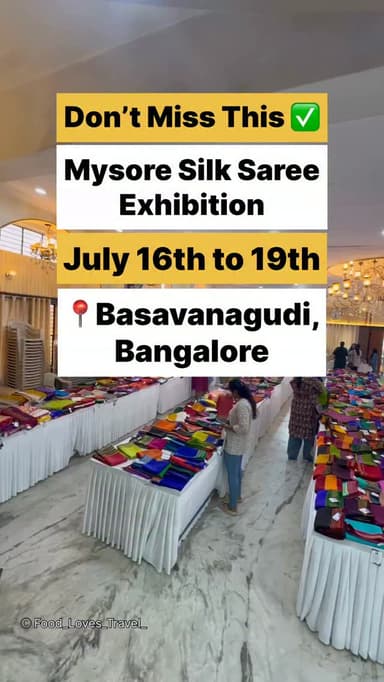📍Maruthi Convention Centre, Gandhi Bazaar Road, Basavanagudi, Bangalore
July 16th to 19th
#nammabengaluru #bangaloreblogger #basavanagudi #bangaloreshopping #mysoresilk