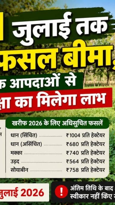#किसानों_के_लिए_बड़ी_खबर: 31 जुलाई तक कराएं फसल बीमा।
#seoninews #किसान