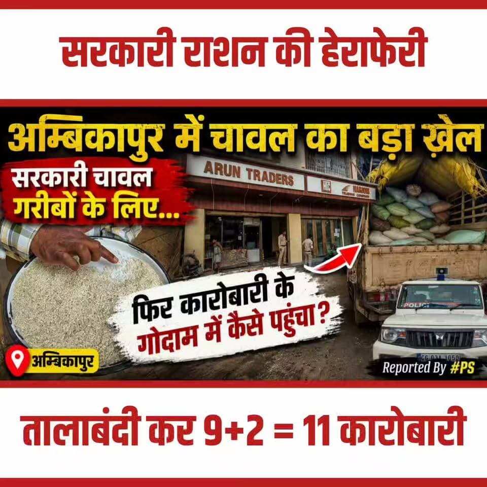 छत्तीसगढ़ में सरगुजा जिला मुख्यालय अम्बिकापुर के खरसियां नाका स्थित 'अरुण ट्रेडर्स' पर राजस्व और खाद्य विभाग की संयुक्त टीम ने औचक छापेमारी की है। गरीबों को वितरित किए जाने वाले शासकीय पीडीएस (PDS) चावल की कालाबाजारी की पुख्ता सूचना पर हुई इस कार्रवाई में मौके से 130 बोरी सरकारी चावल से लदा एक ट्रक बरामद किया गया है। लेकिन जैसे ही प्रशासनिक अमला कार्रवाई के लिए आगे बढ़ा, दुकान का संचालक अरुण बंसल आनन-फानन में गोदाम पर ताला जड़कर अधिकारियों के सामने से ही फरार हो गया, जिसके बाद प्रशासन ने तत्परता दिखाते हुए दुकान और गोदाम दोनों को सील कर दिया है।
हैरानी की बात यह है कि इस संचालक पर पहले भी सरकारी चावल की हेराफेरी के आरोप में कोतवाली थाने में एफआईआर (FIR) दर्ज हो चुकी है, जिसका मामला फिलहाल विचाराधीन है। पुराना मामला लंबित होने के कारण ही नियमों का उल्लंघन करने वाले ऐसे तत्वों के हौसले बुलंद हैं। बहरहाल, खाद्य विभाग और राजस्व अधिकारियों ने मौके से मिले साक्ष्यों के आधार पर नियमानुसार आगे की कड़ी वैधानिक कार्रवाई शुरू कर दी है और फरार संचालक की तलाश जारी है। अब देखना होगा कि इस बार प्रशासन क्या सख्त मिसाल कायम करता है!
#AmbikapurNews #SurgujaAdministration #PDSScam #Raid #ChhattisgarhNews #BreakingNews #PrashasanAction #PublicDistributionSystem #Alert #Paras #FatafatNews