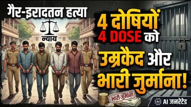 ⚖️ बलिया में 'ऑपरेशन कन्विक्शन' का बड़ा असर: गैर-इरादतन हत्या के 4 दोषियों को उम्रकैद और भारी जुर्माना! ⚖️
उत्तर प्रदेश के बलिया जनपद से न्याय की एक बड़ी खबर सामने आ रही है। मुख्यमंत्री के निर्देश पर चल रहे "ऑपरेशन कन्विक्शन" के तहत बलिया पुलिस और अभियोजन शाखा की प्रभावी पैरवी रंग लाई है। माननीय जिला एवं सत्र न्यायालय ने साल 2018 के एक गैर-इरादतन हत्या (थाना नगरा क्षेत्र) के मामले में 4 आरोपियों को दोषी ठहराते हुए आजीवन कारावास (उम्रकैद) की सजा सुनाई है।
📌 मुख्य बातें:
दोषियों के नाम: रोहित यादव उर्फ मुनील, गनेश यादव, सदानन्द यादव और अवधेश यादव (निवासी: देवढ़िया)।
सजा और जुर्माना: चारों दोषियों को उम्रकैद के साथ-साथ कुल ₹1,26,000/- का भारी अर्थदण्ड भी लगाया गया है।
सख्त संदेश: जुर्माना न भरने पर दोषियों को अतिरिक्त जेल काटनी होगी।
पुलिस अधीक्षक ओमवीर सिंह के कुशल निर्देशन में बलिया पुलिस की इस तत्परता की हर तरफ सराहना हो रही है। इस फैसले ने साफ कर दिया है कि अपराधियों का बचना अब नामुमकिन है!
👉 पूरी रिपोर्ट पढ़ने और ऐसी ही ताज़ा खबरों के लिए जुड़े रहिए भारत मीडिया के साथ।
#BalliaNews #UttarPradesh #OperationConviction #BalliaPolice #UPPolice #BreakingNews #Justice #BharatMedia