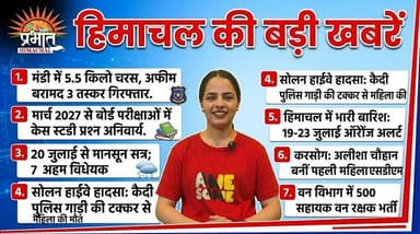 आज की 7 बड़ी खबरें | मंडी में नशा तस्करों पर बड़ी कार्रवाई, बोर्ड परीक्षा में बड़ा बदलाव, संसद सत्र की तैयारी,
भारी बारिश का अलर्ट...
#HimachalNews #BreakingNews #PrabhatHimachal #HimachalBreaking #HimachalPradesh #MandiNews #SolanNews #WeatherAlert #OrangeAlert #MonsoonUpdate #ForestGuardRecruitment #HPBOSE #BoardExam #ParliamentSession #LatestNews #TopNews #HindiNews #HimachalUpdates #NewsUpdate #TodayNews #IndiaNews #DailyNews #NewsHeadlines #ViralNews #18July2026