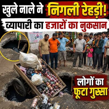 खुले नाले ने नि#गली रेहड़ी, व्यापारी का हजारों का नुकसान, लोगों का फूटा गुस्सा