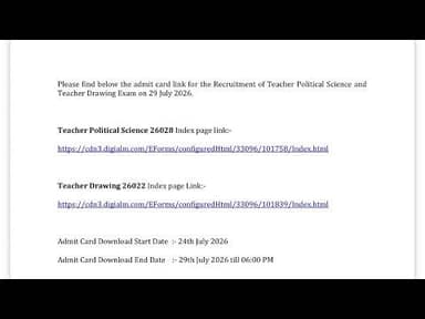 Admit Card Official | Drawing Master and Political Science |#HPRCAEXAM2026