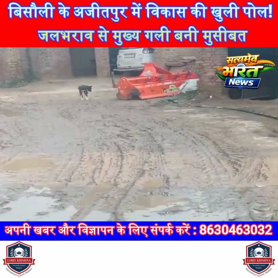 बिसौली के अजीतपुर में विकास की खुली पोल! जलभराव से मुख्य गली बनी मुसीबत, शिकायतों के बाद भी नहीं हुई कार्रवाई | #Bisauli #Ajitpur #Badaun #Waterlogging #RoadIssue #VillageNews #PublicProblem #UPNews #SatyamevBharatNews #ViralNews सत्यमेव भारत न्यूज Er Rana Pratap SinghVikendra SharmaAnirudha MishraLav Rajput Rana