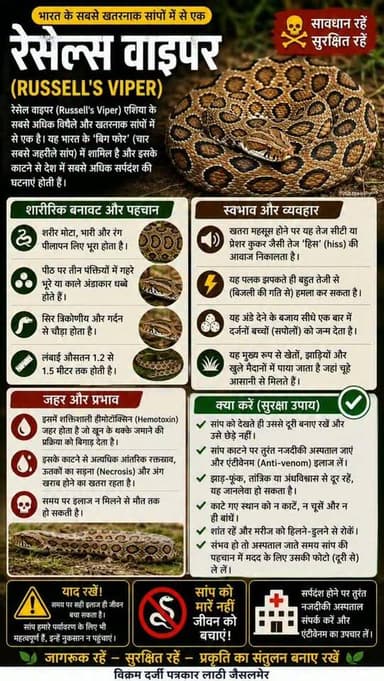 भारत के सबसे खतरनाक सांपों में से एक रेसेल्स वाइपर......