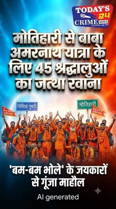मोतिहारी से बाबा अमरनाथ यात्रा के लिए 45 श्रद्धालुओं का जत्था रवाना, 'बम-बम भोले' के जयकारों से गूंजा माहौल
पूर्वी चंपारण के मोतिहारी स्थित सिंधिया गुमटी से बाबा अमरनाथ की पवित्र यात्रा के लिए 45 श्रद्धालुओं का जत्था पूरे उत्साह और श्रद्धा के साथ रवाना हुआ। यात्रा के शुभारंभ के अवसर पर सिंधिया गुमटी परिसर 'बम-बम भोले' और 'हर-हर महादेव' के जयकारों से गूंज उठा। श्रद्धालुओं में बाबा बर्फानी के दर्शन को लेकर अपार उत्साह देखने को मिला।यात्रा रवाना होने से पूर्व श्रद्धालुओं का भव्य स्वागत और सम्मान समारोह आयोजित किया गया।।।।।।।।।।
#motiharinews #amiteshkumar #motiharinewsupdate #Todays_24_Crime_News #motihari