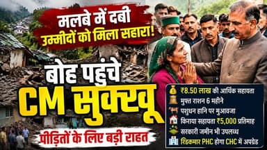 मलबे में दबी उम्मीदों को मिला सहारा! बोह पहुंचे CM सुक्खू, पीड़ितों के लिए बड़ी राहत #BohCloudburst #CMSukhu #HimachalPradesh #DisasterRelief #BreakingNews #HimachalNews #Boh #Cloudburst #ReliefPackage #ChambaNews #Shahpur #EkNazarHimachalNews #LatestNews #ViralNews #HindiNews