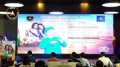 Mrs. Neerja Roy Chowdhury, Managing Editor of India Book of Records, addresses the audience at the grand launch of "Vườn Tình Yêu – Prem Ki Surdhara" at Le Meridien, New Delhi. During the event, she shared the inspiring vision behind this landmark Indo-Vietnam cultural film, which celebrates the deep-rooted friendship, cultural harmony, and artistic collaboration between India and Vietnam.
Held at Le Meridien, New Delhi, the event brought together distinguished guests from India and Vietnam to celebrate a cinematic journey that beautifully showcases the shared cultural heritage of both nations. The film also features IBR Record Holder Gopi Krishnan Varma (known for Sitaare Zameen Par) and is now streaming worldwide on WAVES OTT.
Together, let's celebrate culture, friendship, and the stories that connect us across borders.
#IndiaBookOfRecords #VuonTinhYeu #PremKiSurdhara #IndoVietnam #NeerjaRoyChowdhury #FilmLaunch #WavesOTT #CulturalHeritage #IndiaVietnamFriendship #IBR