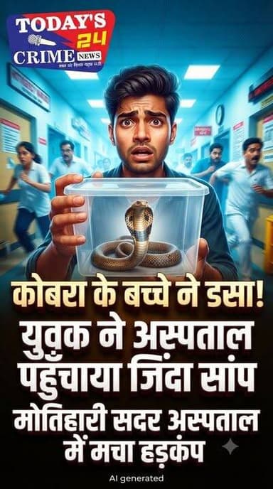 कोबरा के बच्चे ने डसा, जिंदा पकड़कर डिब्बे में बंद कर अस्पताल पहुंचा युवक; मचा हड़कंप
मोतिहारी सदर अस्पताल में जिंदा सांप देखकर लोग रह गए दंग
मोतिहारी सदर अस्पताल में उस समय अफरा-तफरी का माहौल बन गया, जब एक युवक इलाज कराने के लिए अपने साथ जिंदा कोबरा का बच्चा लेकर पहुंच गया। जैसे ही उसने अपने हाथ में रखा डिब्बा खोला, उसमें जहरीले कोबरा का बच्चा देखकर मरीजों, उनके परिजनों और अस्पताल कर्मियों के बीच हड़कंप मच गया।।।।।।।।।।
#motiharinews #amiteshkumar #motiharinewsupdate #Todays_24_Crime_News #motiharpolice
