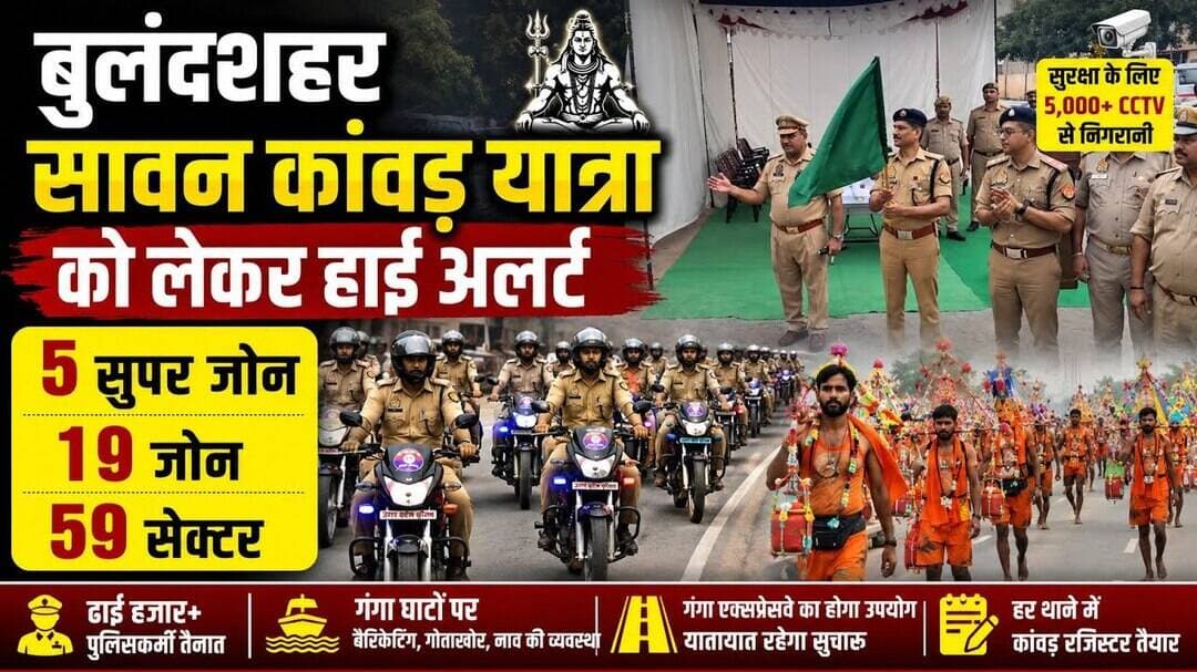 #बुलंदशहर सावन #कांवड़_यात्रा को लेकर हाई अलर्ट, 5 सुपर जोन, 19 जोन और 59 सेक्टरों में बांटा जनपद।