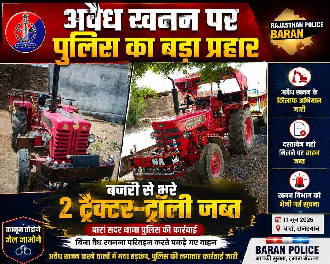 बारां सदर थाना ci नवल किशोर मीणा की टीम ने की अवैध खनन के खिलाफ कार्रवाई ।
<nis:link nis:type=tag nis:id=baran nis:value=Baran nis:enabled=true nis:link/> <nis:link nis:type=tag nis:id=rajasthan nis:value=rajasthan nis:enabled=true nis:link/> <nis:link nis:type=tag nis:id=latestnews nis:value=LatestNews nis:enabled=true nis:link/> <nis:link nis:type=tag nis:id=aveda nis:value=aveda nis:enabled=true nis:link/> <nis:link nis:type=tag nis:id=bajri nis:value=bajri nis:enabled=true nis:link/>