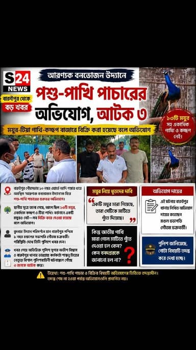 আরণ্যক বনভোজন উদ্যানে পশু-পাখি পাচারের অভিযোগ, আটক ৩
#reelsviralシ #BJPNEWS #baruipurupdate #reelsviralシ #baruipurcollage #BaruipurIncident #trendingreels #reelsfacebook #TMC #BJPNEWS #BaruipurNews #mutton #khash #BaruipurNews #police #CPIM #murders #baruipursports #newstoday #sonarpurnews #সোনারপুর #BaruipurNews #ক্যানিং #জয়নগর #বারুইপুর #follower #Baruipur #Sonarpur #Baruipur #exclusive
#training