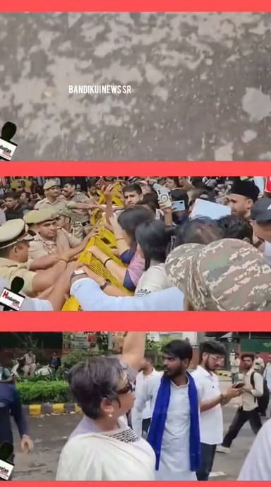 भगदड़, आँसू गैस, लाठीचार्ज से छात्र पुलिस घायल, कई हिरासत में, इंटरनेट ठप, वेल्डिंग से हुई बैरिकेडिंग, जंतर मंतर पर माहौल गर्म, हालात तनावपूर्ण #sansad Cockroach Janta Party #sansadmarch #lathicharge #cockroachjantaparty #delhipolice #SonamWangchuk का पार्ट 5