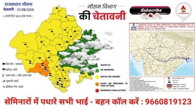 राजस्थान मौसम चेतावनी : 1 अगस्त 2026, राज्य में अगले 2 दिनों में सक्रिय मानसून से जमकर बरसेंगे बादल