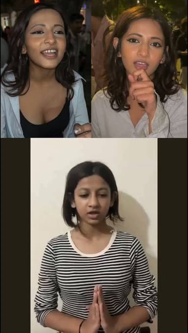 बेचारी इतनी शर्मिंदगी महसूस कर रही है की आंख में आंख मिलाकर बात नहीं कर पा रही है। मासूम चेहरा पर नहीं जाना है बड़ा कांड कर के माफी मांग रही है...See more
आपको बता दूं कि बीते दिनों जंतर मंतर पर प्रधानमंत्री को अभद्र बोलने वाली लड़की आज खुद माफी मांग रही है।