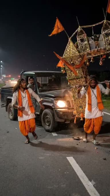कावड़ यात्र के दौरान एक दर्दनाक हादसा सामने आया है कावड़ लेजाते समय श्रद्धालु को तेज रफ्तार पी कप ने मारी टक्कर