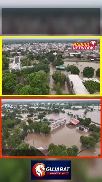 વસો માં 17 ઇંચ વરસાદ બાદ જુઓ આફત ના આકાશી દ્રશ્યો