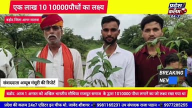 एक लाख 10 10000पौधों का लक्ष्य बडोद आज 1 अगस्त को अखिल भारतीय सौधिया राजपूत समाज के द्वारा
