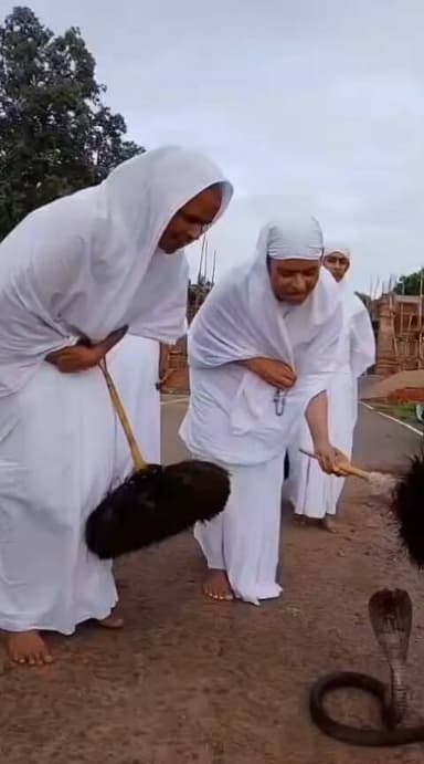 अहिसा केवल शब्द नहीं, संतो का जीवन है। आर्यिका माँ विदुषश्री माताजी की करुणामयी वाणी के आगे विषधर भी शांत... यही संतत्व की वास्तविक शक्ति है।"
विदित होगा आर्यिका संघ द्वारा मध्यप्रदेश एवं उत्तरप्रदेश के मध्य धशान नदी के पावन तट पर स्थित अतिशय क्षेत्र
अतिशय क्षेत्र गिरार जी में मंगल चतुर्मास चल रहा है आज सुबह माता जी द्वारा नमोकर मंत्र सुनाया गया यह
सनातन की भूमि है यह संतो की भूमि है पूज्य आर्यिका संघ के श्री चरणों में बारम्बार नमोस्त