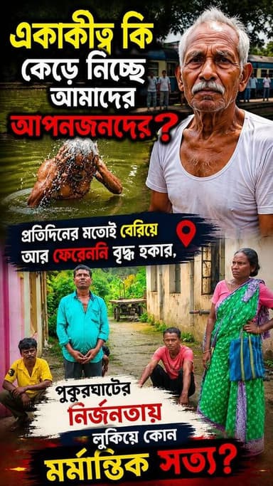 একাকীত্ব কি কেড়ে নিচ্ছে আমাদের আপনজনদের?প্রতিদিনের মতোই বেরিয়ে আর ফেরেননি বৃদ্ধ হকার,
নেপথ্যে লুকিয়ে কোন মর্মান্তিক সত্য?#MemariNews
#PurbaBardhaman
#Debipur
#TrendingNow
#WestBengalNews
#LocalNewsUpdate
#ViralVideo