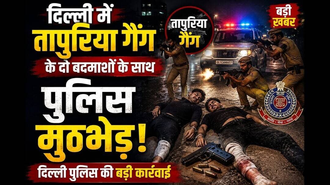 दिल्लीमें तापुरिया गैंग के दो बदमाशों केसाथ पुलिस मुठभेड़ #tajpuriya #Encounter #delhi #viral #reach