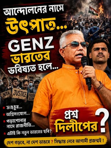 আন্দোলনের নামে GENZ-দের 'উৎপাত' নিয়ে বীতশ্রদ্ধ দিলীপ ঘোষ। তিনি বলেন, 'এরাই যদি ভারতের ভবিষ্যত হয়...তাহলে কোন দিকে যাবে?'
#DilipGhosh #GENZ #NEET_Protest #DharmendraPradhan #PakistanTerrorist #Jaish #hamimMondal #SuvenduAdhikary #TMC_Terrorism #Pakterrorist #Burdwan #Arpita #ClicknBit #Clicknbitreel