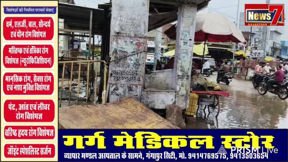 #live गंगापुर सिटी में हुई जोरदार बारिश, सडको पर भरा पानी #baarish #Gangapurcity #News7 #rain